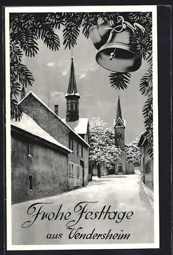 AK Vendersheim, Strassenszene im Winter