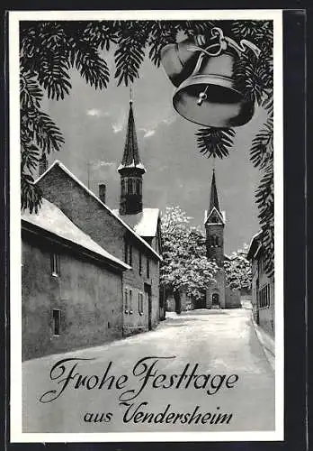 AK Vendersheim, Strassenszene im Winter