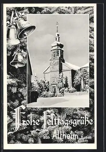 AK Altheim / Baden, Kirche im Winter