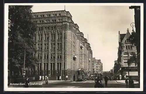 AK Amsterdam, Vijzelstraat, Strassenbahn