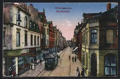 AK Wilhelmshaven, eine Strassenbahn auf der Marktstrasse