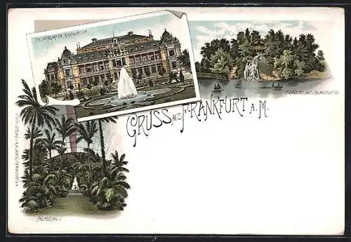 Lithographie Frankfurt-Westend, Palmengarten-Restaurant, Schweizerhaus