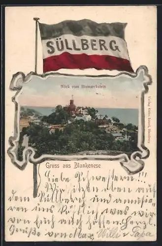 AK Hamburg-Blankenese, Gasthaus auf dem Süllberg, Fahne