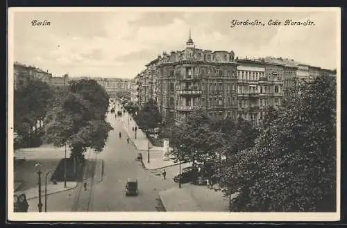 AK Berlin, Yorckstrasse Ecke Hornstrasse mit Litfasssäule