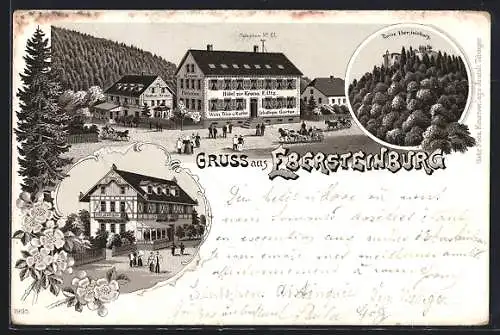 Lithographie Ebersteinburg, Hotel zur Krone, Runie