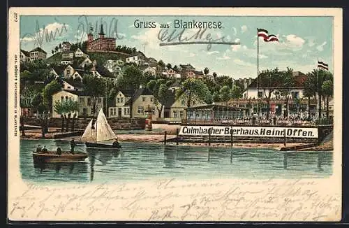 Lithographie Hamburg-Blankenese, Restaurant Culmbacher Bierhaus Heinr. Offen
