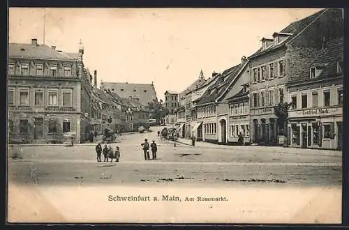 AK Schweinfurt a. Main, Strasse am Rossmarkt mit Geschäften