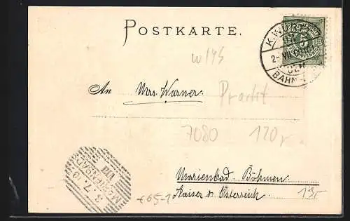 Passepartout-Lithographie Aalen, Ortspartie mit Wappen