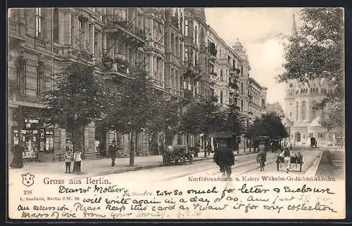 AK Berlin-Charlottenburg, Kurfürstendamm u. Kaiser Wilhelm-Gedächtniskirche