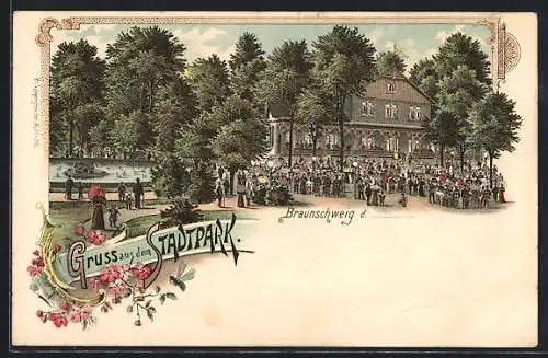 Lithographie Braunschweig, Gasthaus im Stadtpark