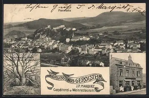 AK Gerolstein, Conditorei u. Weinrestaurant J. P. Marquet, Gerolsteiner Linde, Ortsansicht