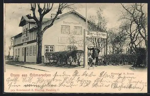 AK Hamburg-Othmarschen, Gasthaus Hirtenhof mit Biergarten