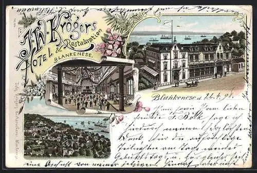 Lithographie Hamburg-Blankenese, Hotel & Restaurant J. W. Kröger, Tanzsaal