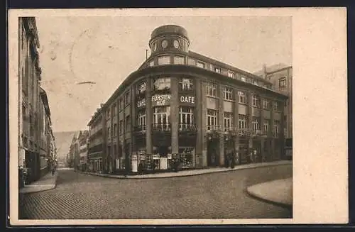 AK Stuttgart, Café Fürstenhof an der Strassenecke