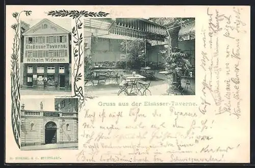 AK Stuttgart, Gasthaus Elsässer-Taverne mit Garten