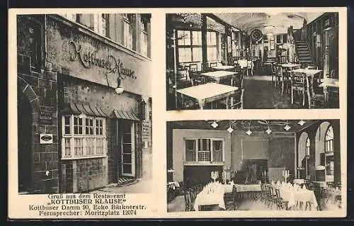 AK Berlin-Kreuzberg, Restaurant Kottbuser Klause, Kottbuser Damm 90 Ecke Bürkenstrasse