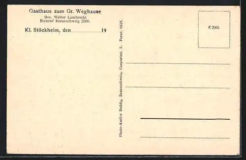 AK Kl. Stöckheim, Gasthaus zum Gr. Weghause