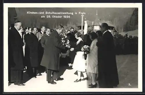 AK Frein an der Mürz, Kirchen- und Schulhauseinweihung am 28. Oktober 1934