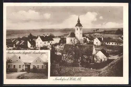 AK Irnfritz-Messern, Nondorf an der Wild, Gasthaus Leopold Liemberger, Ortsansicht mit Kirche