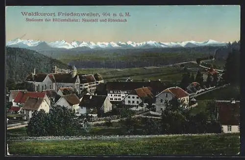 AK Friedenweiler, Ortsansicht gegen die Alpen