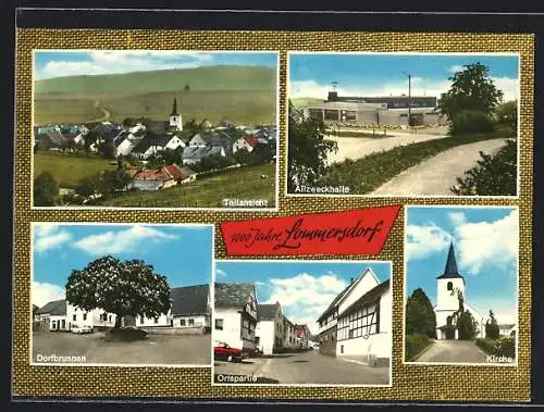 AK Blankenheim-Lommersdorf /Eifel, Allzweckhalle, Dorfbrunnen, Kirche