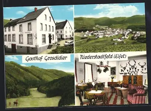 AK Niederstadtfeld /Eifel, Gasthof Grosdidier, Ortsansicht