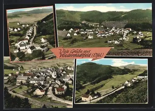 AK Niederstadtfeld /Eifel, Ortsansicht aus der Vogelschau