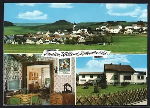 AK Kirchweiler /Eifel, Hotel-Pension Willems, Blick in den Ort