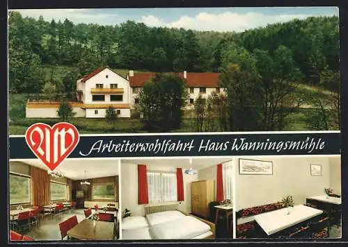 AK Wermerichshausen b. Münnerstadt, Gasthaus Erwachsenenerholungsheim Haus Wannigsmühle, Innenansichten