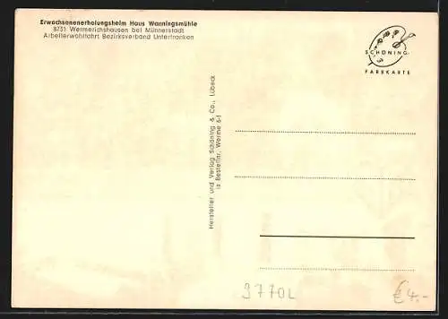 AK Wermerichshausen b. Münnerstadt, Gasthaus Erwachsenenerholungsheim Haus Wannigsmühle, Innenansichten