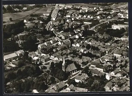 AK Sulingen, Ortsansicht mit Kirche vom Flugzeug aus