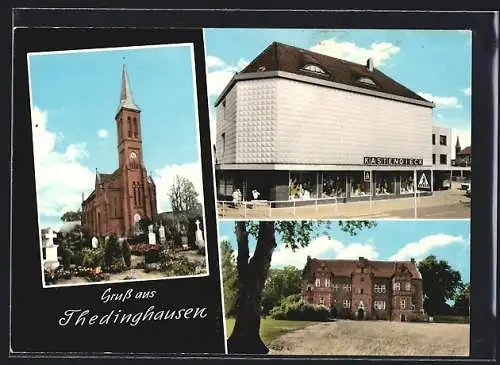 AK Thedinghausen, Geschäft Kastendieck, Kirche, Schloss