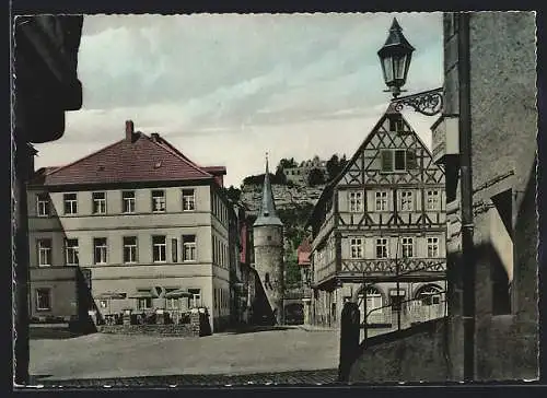 AK Karlstadt am Main, Blick zum Maintor und Karlsburg
