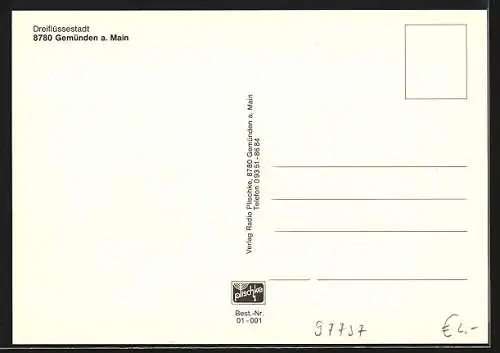 AK Gemünden a. Main, Strassenpartie mit Blick zur Ruine