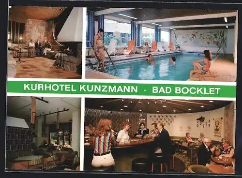 AK Bad Bocklet, Kurhotel Kunzmann mit Schwimmbad und Bar, An der Promenade 6