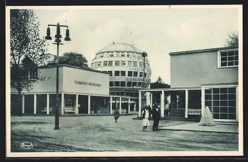 AK Dresden, Ausstellung Jahresschau Deutscher Arbeit, Strassenpartie mit Kugelhaus u. Tech. Hochschule