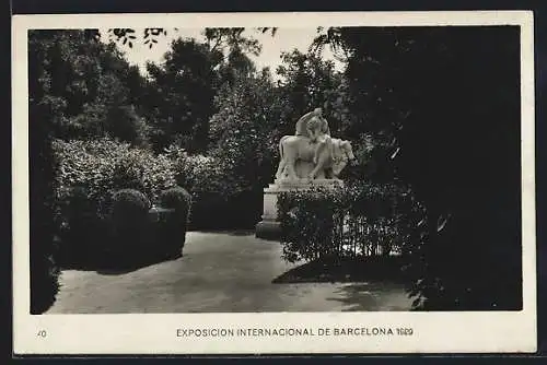 AK Barcelona, Exposicion Internacional 1929, Nook in the Park