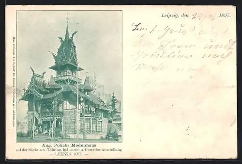 AK Leipzig, Sächsisch-Thüring. Industrie- u. Gewerbe-Ausstellung 1897, Aug. Polichs Modenhaus