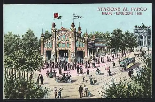 Künstler-AK Torino, Esposizione 1906, Stazione al Parcoa, Ausstellung