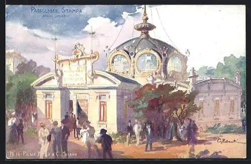 Künstler-AK Milano, Esposizione 1906, Padiglione Stampa