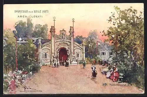 Künstler-AK Milano, Esposizione 1906, Ingresso alle Belle Arti