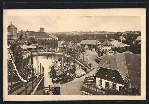 AK Leipzig, Weltausstellung für Buchgewerbe und Graphik 1914, Vergnügungspark mit Wasserrutschbahn