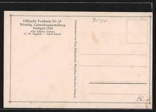 AK Stuttgart, Württembergische Gartenbauausstellung 1924, Der Schöne Garten