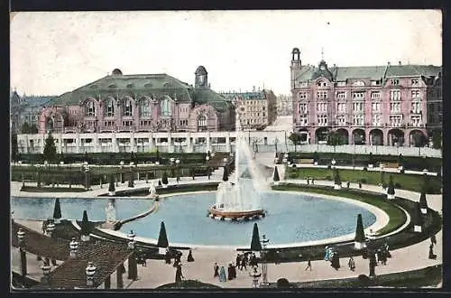 AK Mannheim, Jubiläums-Ausstellung 1907, Rosengarten u. Leuchtfontaine