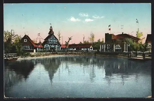 AK Leipzig, Intern. Baufach-Ausstellung 1913, Italienische Osteria & Schwedisches Restaurant