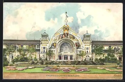 Künstler-AK Nürnberg, Bayerische Jubiläums-Landes-Ausstellung 1906, Hauptindustriegebäude