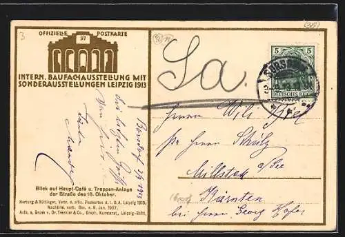 AK Leipzig, Internationale Baufachausstellung 1913, Haupt-Cafe