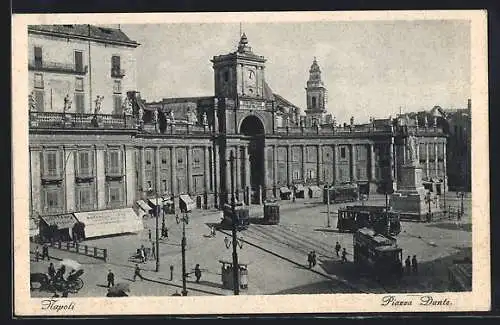 AK Napoli, Piazza Dante e Tramway, Strassenbahnen