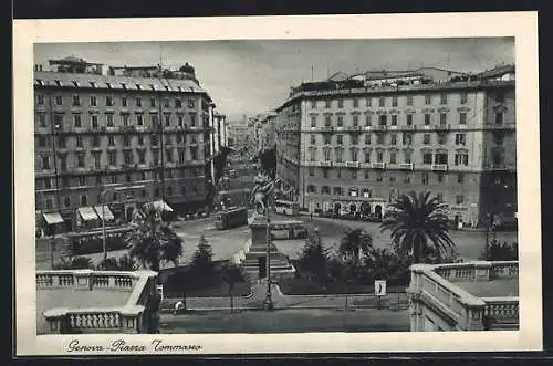 AK Genova, Piazza Tommaseo, Strassenbahn