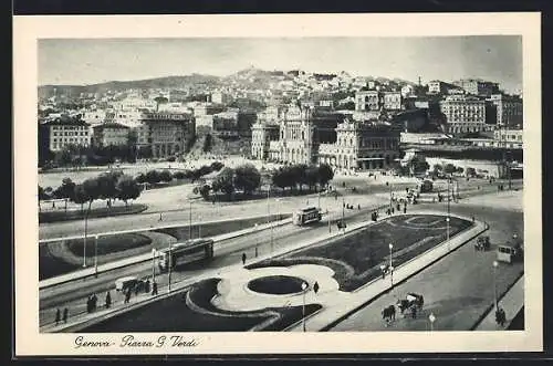 AK Genova, Piazza G. Verdi, Strassenbahn